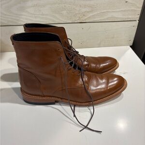 Nisolo Chestnut Leather Lace-Up Boots